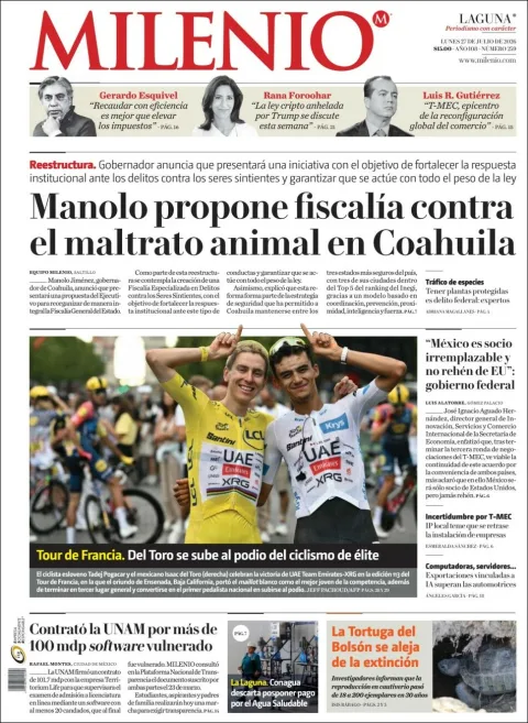 Portada de Milenio Laguna del 2026-07-27