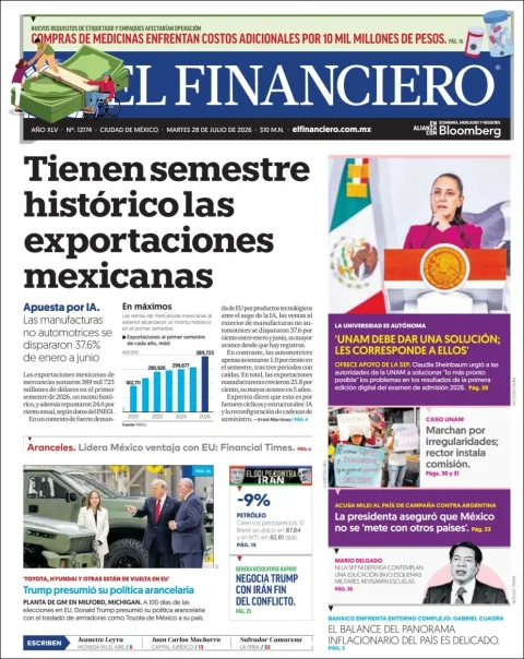 Portada de El Financiero del 2026-07-28