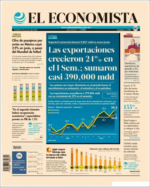 Portada de El Economista del 2026-07-28