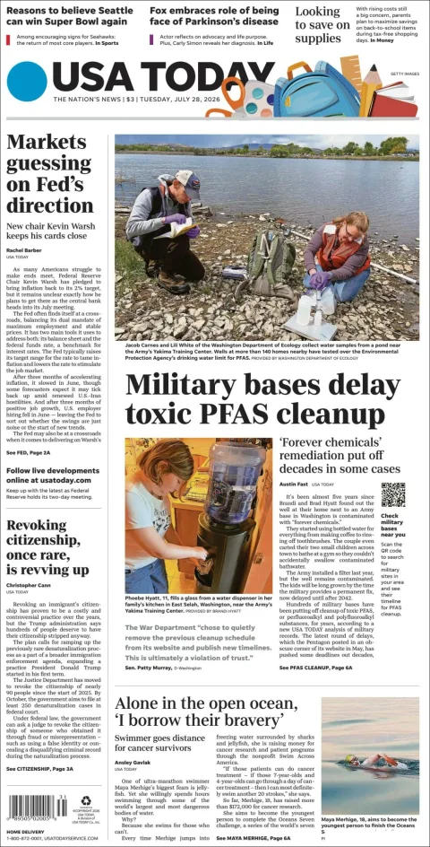 Portada de Usa Today del 2026-07-28