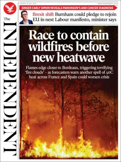 Portada de The Independent del 2026-07-28