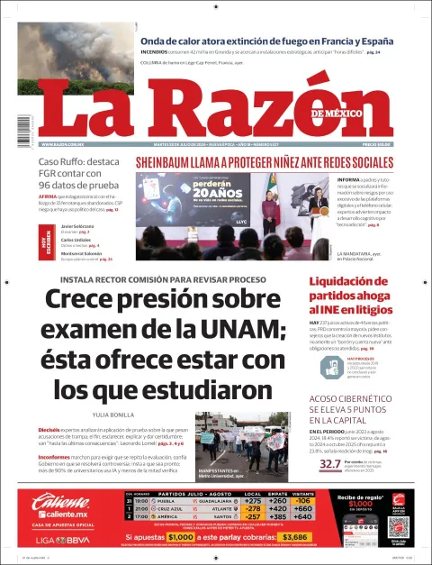 Portada de La Razon del 2026-07-28