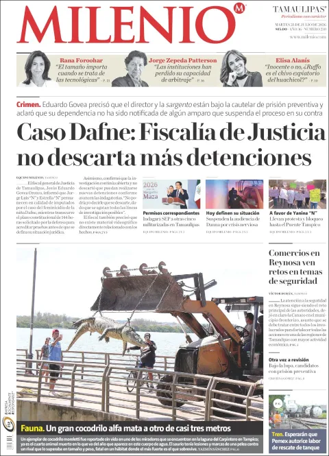 Portada de Milenio Tamaulipas del 2026-07-28