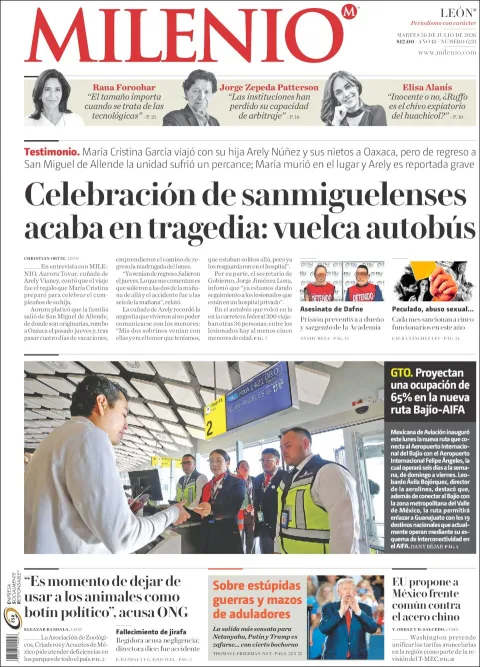Portada de Milenio Leon del 2026-07-28
