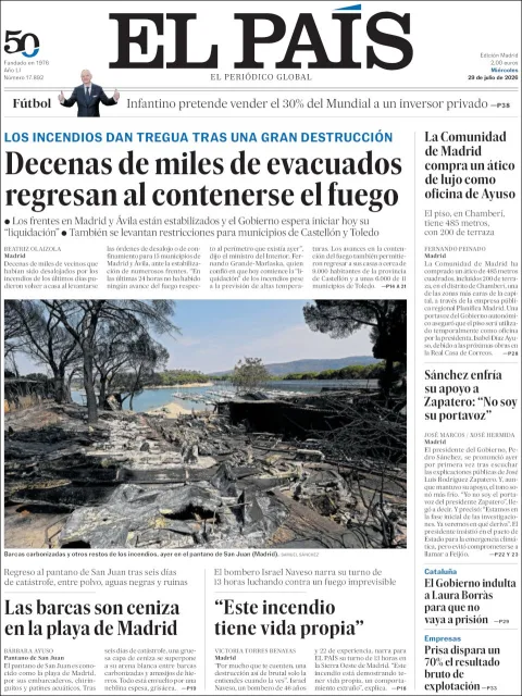 Portada de El Pais del 2026-07-29