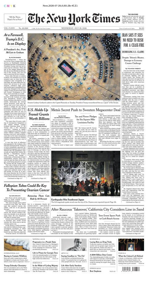 Portada de The New York Times (new York) del 2026-07-29