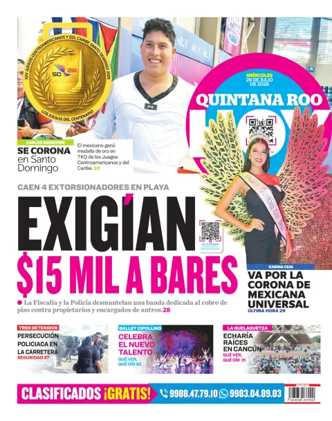 Portada de Quintana Roo Hoy (contraportada) del 2026-07-29