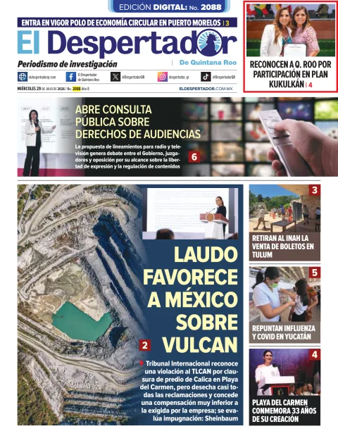 Portada de El Despertador de Quintana Roo del 2026-07-29