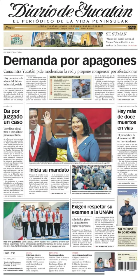 Portada de Diario de Yucatán del 2026-07-29