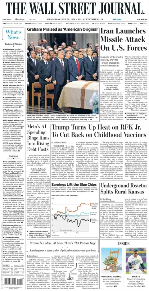 Portada de The Wall Street Journal del 2026-07-29