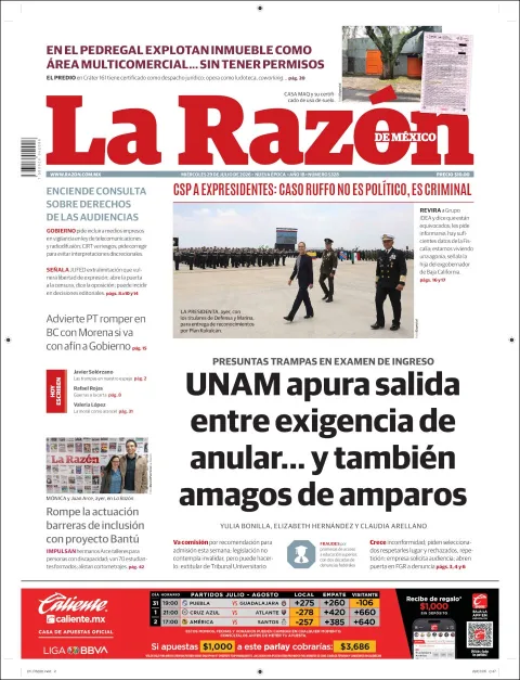 Portada de La Razon del 2026-07-29