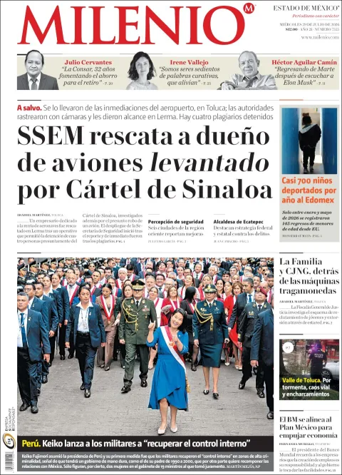 Portada de Milenio Edo de Mexico del 2026-07-29