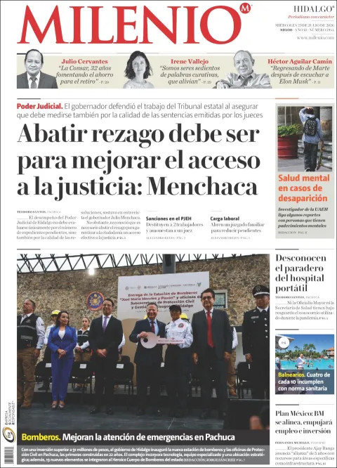 Portada de Milenio Hidalgo del 2026-07-29