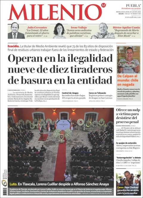 Portada de Milenio Puebla del 2026-07-29