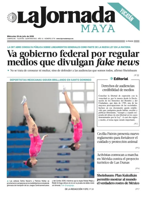 Portada de La Jornada Maya Yucatán del 2026-07-29
