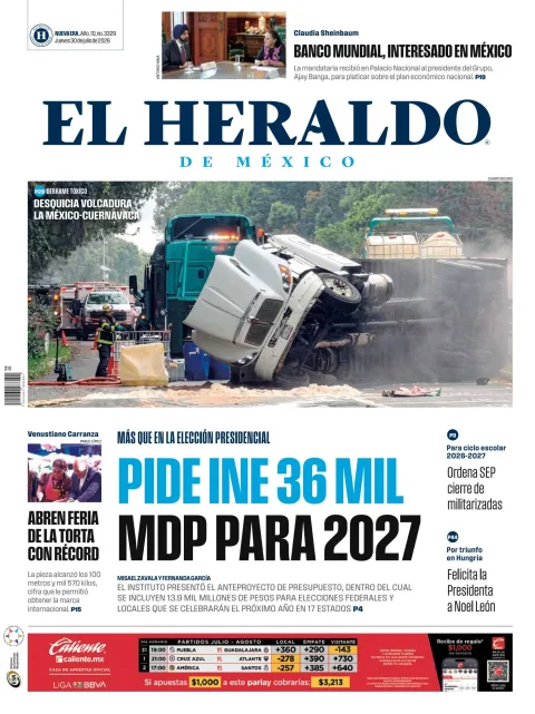 Portada de El Heraldo de Mexico del 2026-07-30
