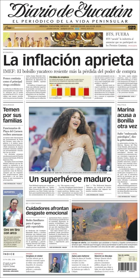 Portada de Diario de Yucatán del 2026-07-30