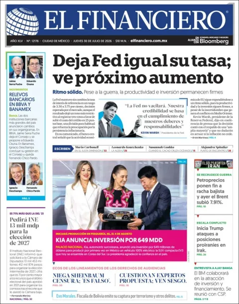 Portada de El Financiero del 2026-07-30