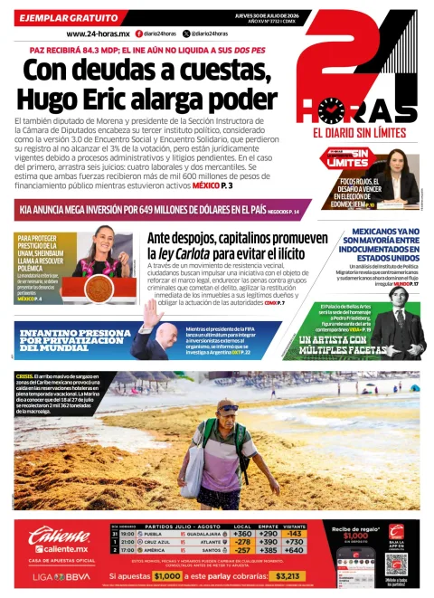 Portada de 24 Horas del 2026-07-30