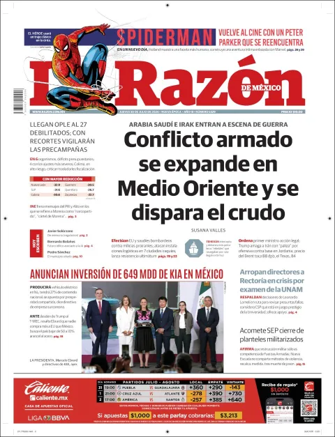 Portada de La Razon del 2026-07-30