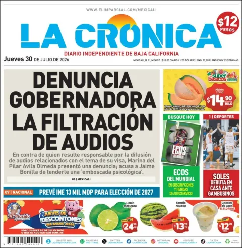 Portada de La Cronica del 2026-07-30