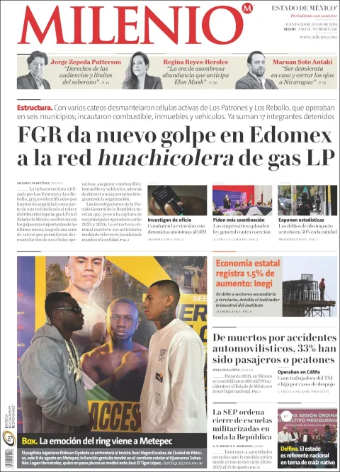 Portada de Milenio Edo de Mexico del 2026-07-30
