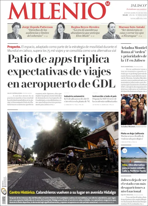 Portada de Milenio Jalisco del 2026-07-30