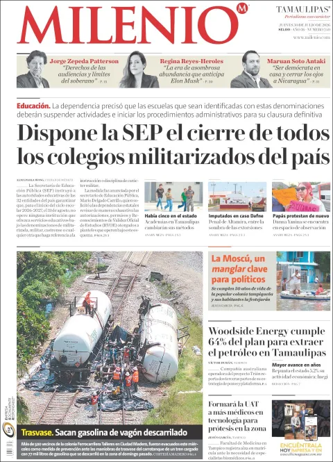 Portada de Milenio Tamaulipas del 2026-07-30