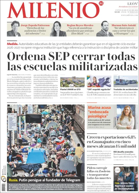 Portada de Milenio Leon del 2026-07-30