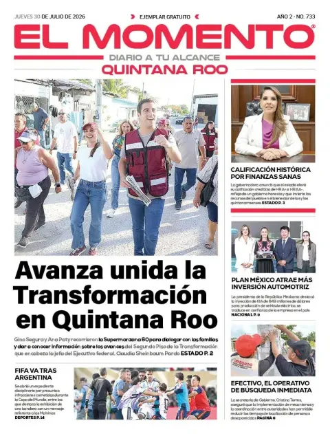 Portada de El Momento Quintana Roo del 2026-07-30