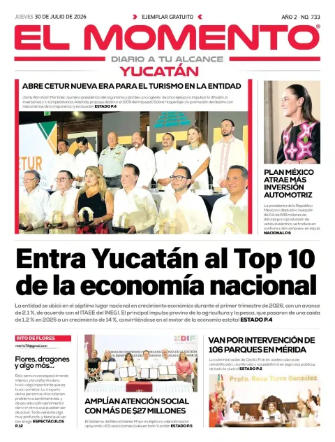 Portada de El Momento Yucatan del 2026-07-30