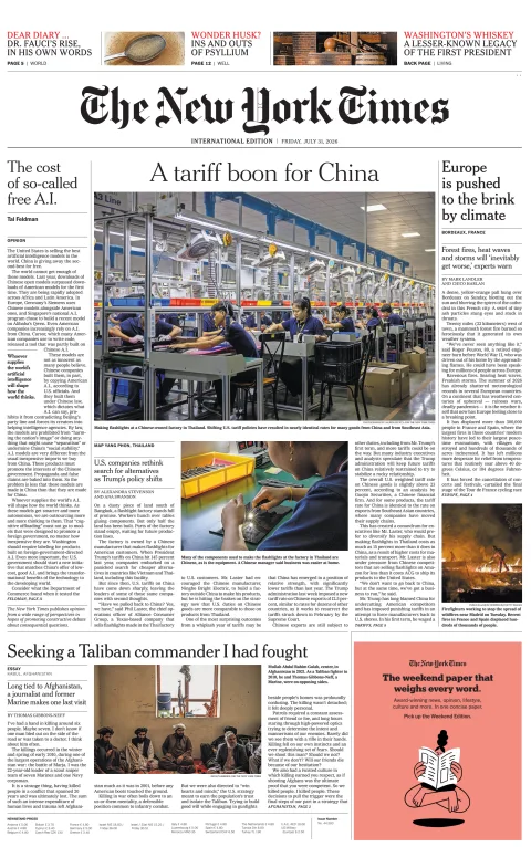 Portada de The New York Times (international) del 2026-07-31