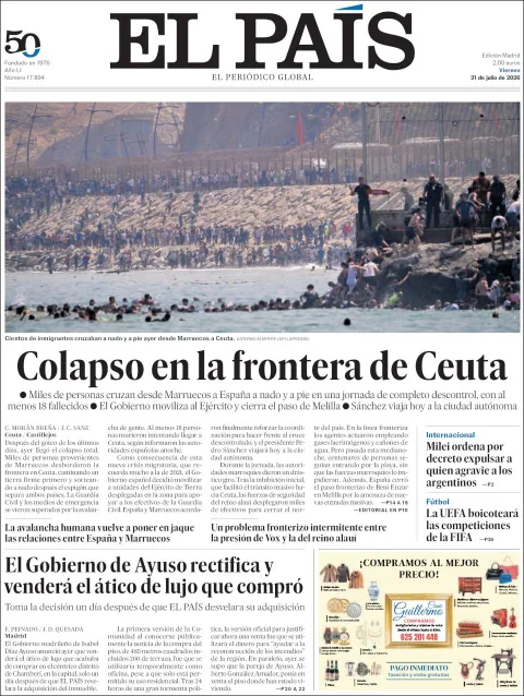 Portada de El Pais del 2026-07-31
