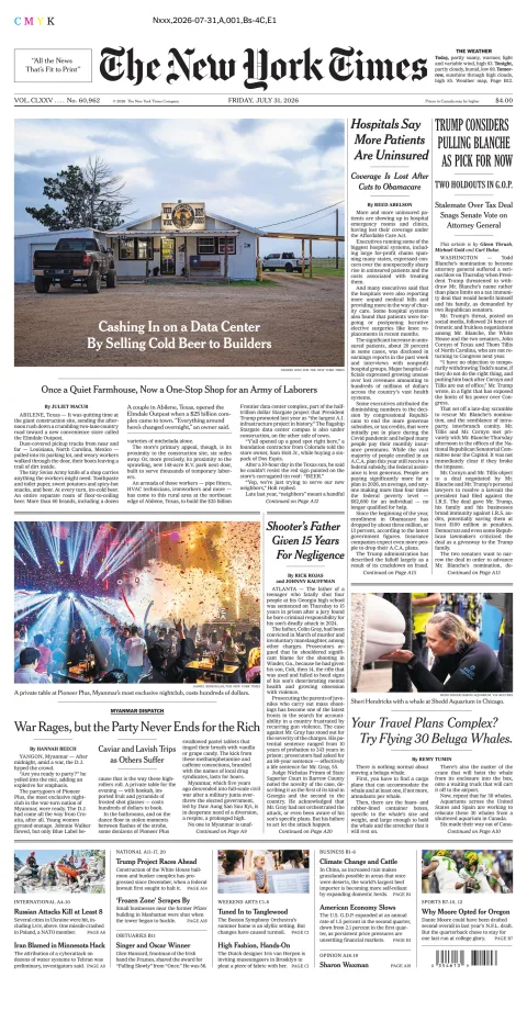 Portada de The New York Times (new York) del 2026-07-31