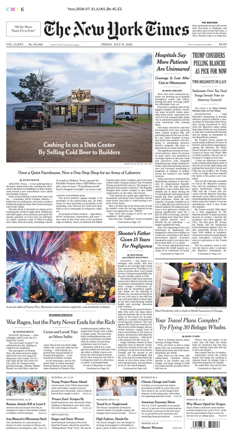 Portada de The New York Times (national) del 2026-07-31