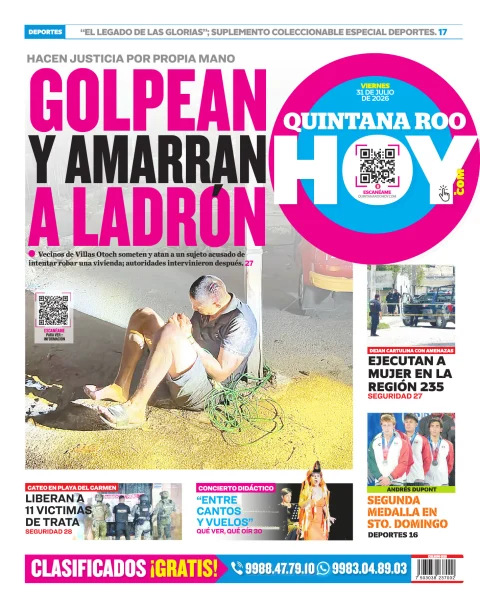 Portada de Quintana Roo Hoy (contraportada) del 2026-07-31