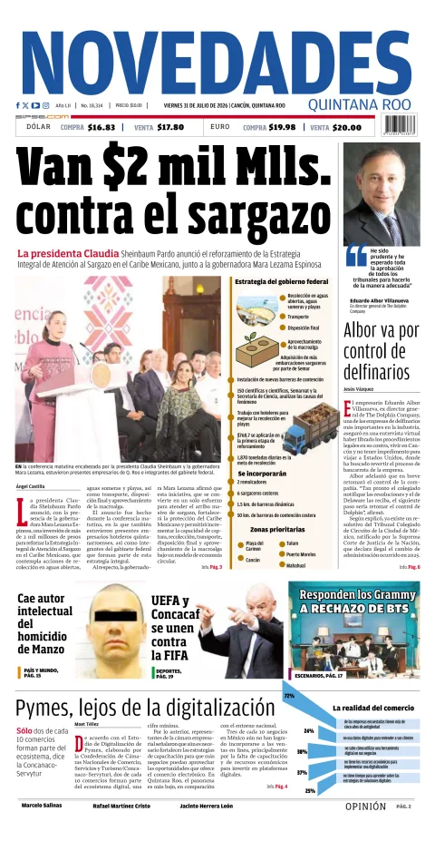 Portada de Novedades Quintana Roo del 2026-07-31