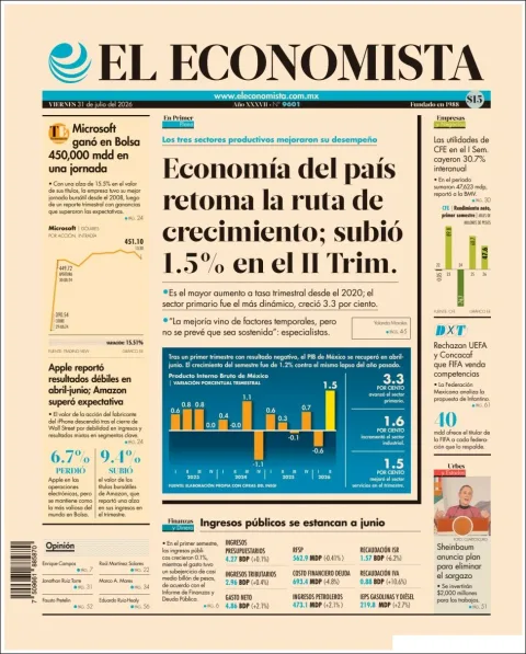 Portada de El Economista del 2026-07-31