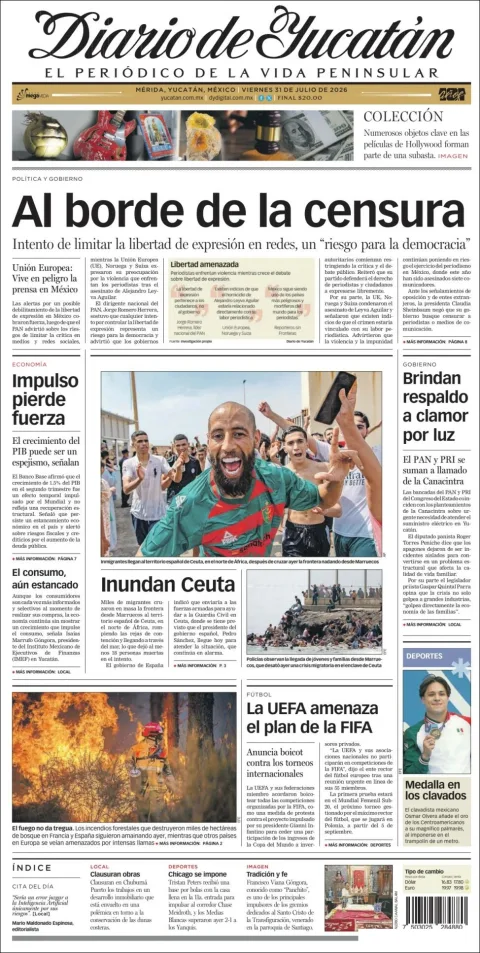 Portada de Diario de Yucatán del 2026-07-31