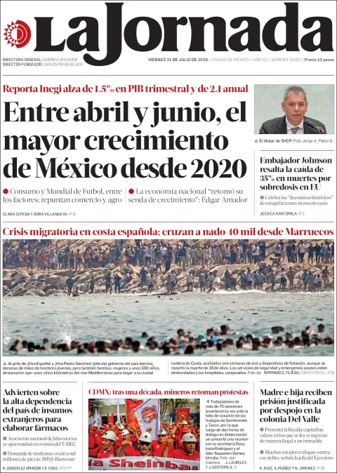 Portada de La Jornada del 2026-07-31