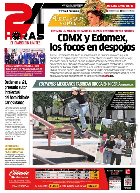 Portada de 24 Horas del 2026-07-31