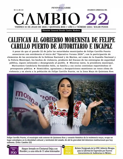 Portada de Diario Cambio 22 (contraportada) del 2026-07-31