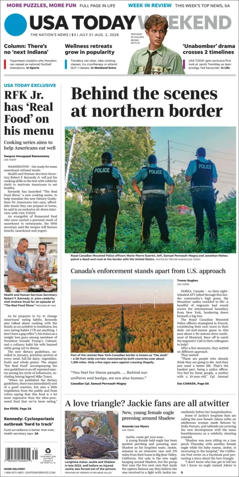 Portada de Usa Today del 2026-07-31