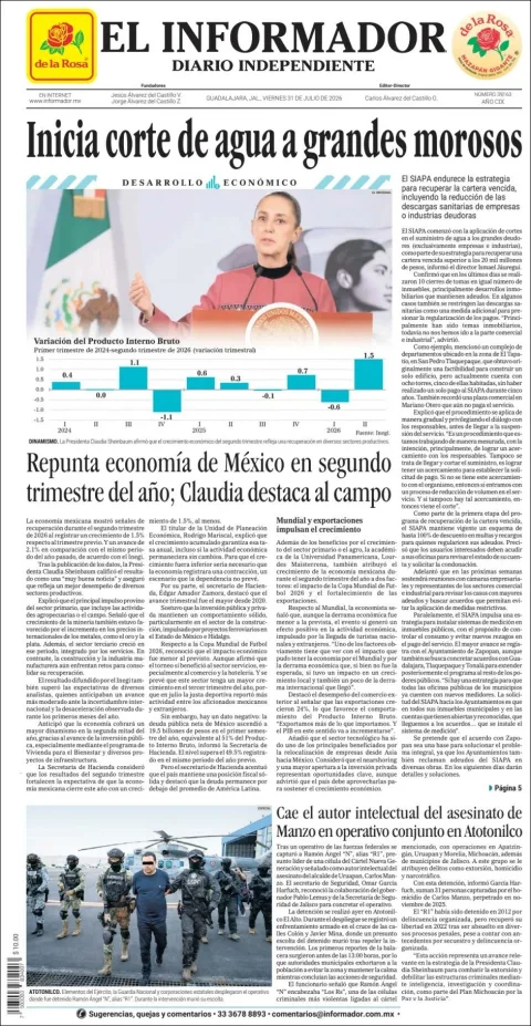 Portada de El Informador del 2026-07-31