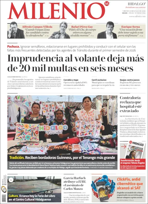 Portada de Milenio Hidalgo del 2026-07-31