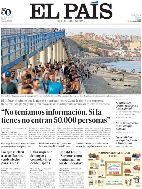 Portada de El Pais del 2026-08-01