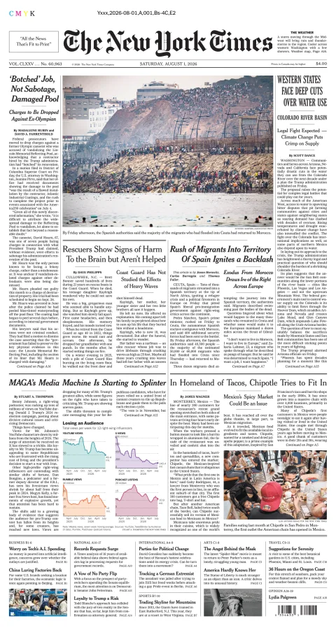 Portada de The New York Times (national) del 2026-08-01