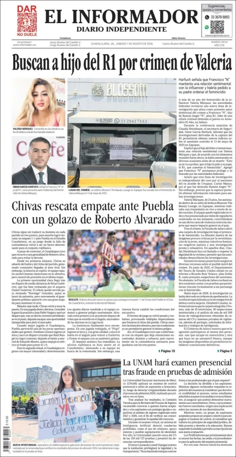 Portada de El Informador del 2026-08-01