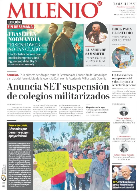 Portada de Milenio Tamaulipas del 2026-08-01