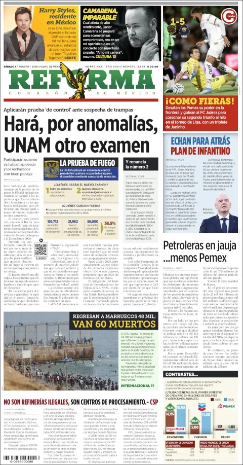 Portada de Reforma del 2026-08-01